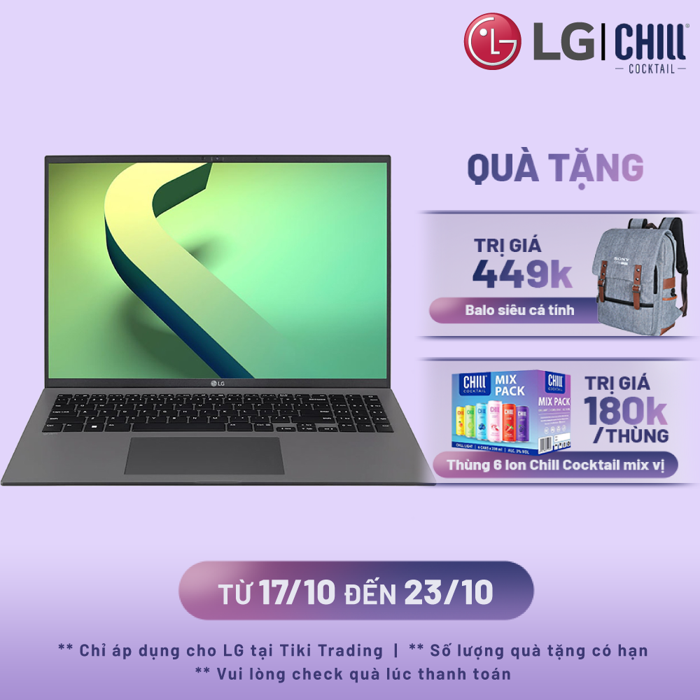 Laptop LG gram 16'', Không hệ điều hành, Intel Core i5 Gen 12, 8Gb, 256GB, 16ZD90Q-G.AX53A5 - Hàng Chính Hãng