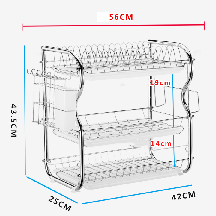 Kệ úp bát đĩa 3 tầng