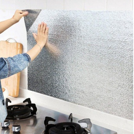 Giấy Bạc Dán Tường Nhà Bếp Chống Thấm Dầu ,Thẩm Mỹ Và Rất Sạch Sẽ