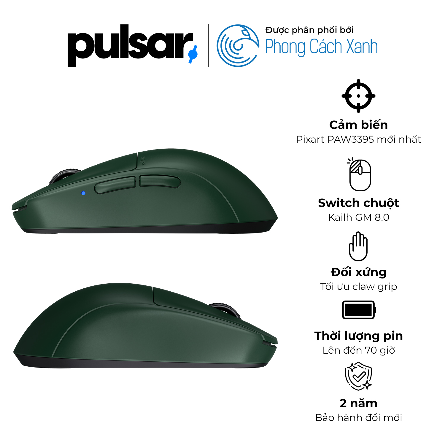 Chuột không dây siêu nhẹ Pulsar X2 Wireless Mini - Founder's Editon - Hàng Chính Hãng