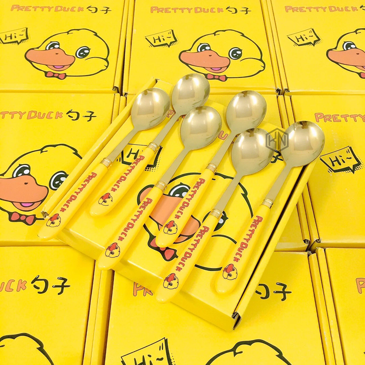 Set 6 Thìa Hình Vịt Vàng Cute Dễ Thương Dành Cho Bé