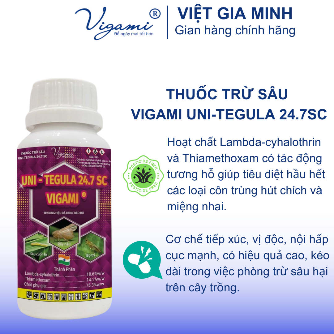 Thuốc trừ sâu VIGAMI UNI-TEGULA 24.7SC 200ml phòng trừ rầy nâu, sâu cuốn lá, bọ trĩ