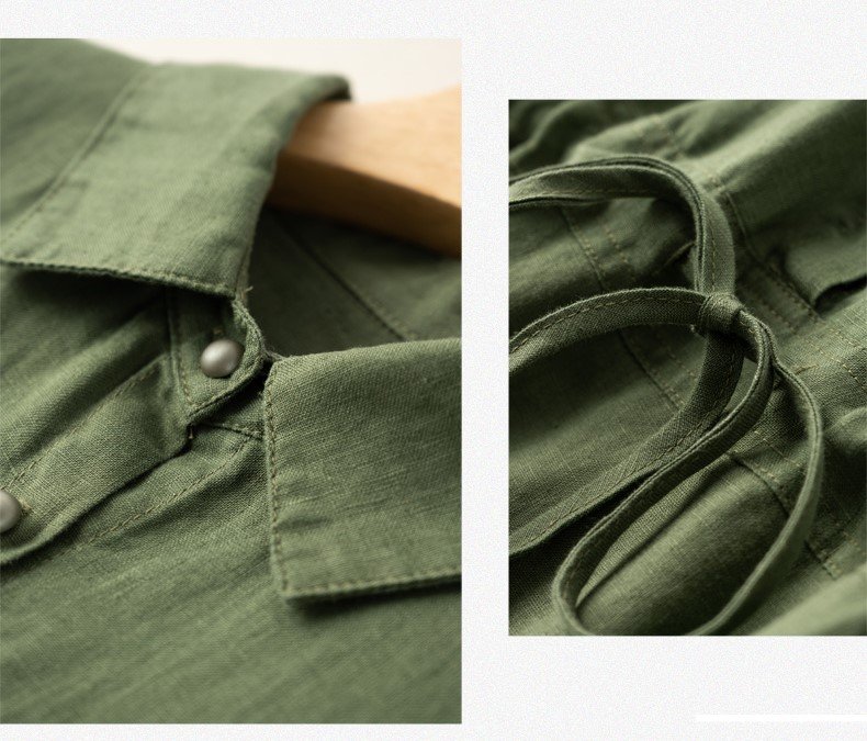 Đầm suông linen cao cấp, đầm công sở, đầm sơ mi thắt eo, phong cách Hàn Quốc hot AH74