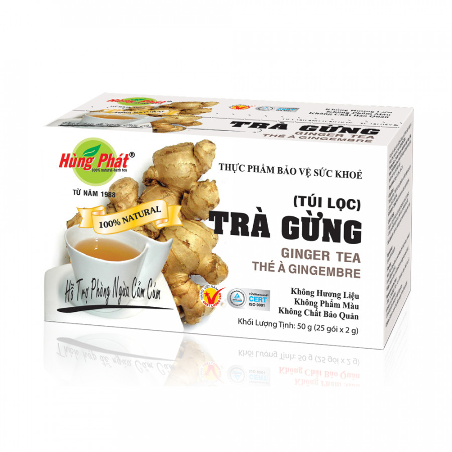 Trà Gừng Túi Lọc Ấm Bụng Hỗ Trợ Giảm Ho Đau Họng - Hùng Phát Thương Hiệu 35 Năm
