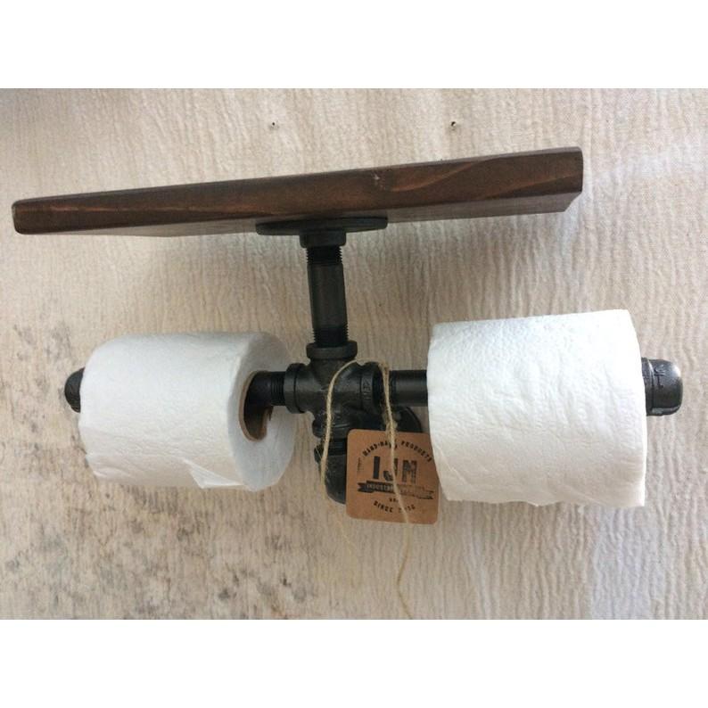 Kệ ống nước mini kèm móc treo tường WC, kệ ống nước lắp ráp chất liệu ống sắt cao cấp trang trí đẹp
