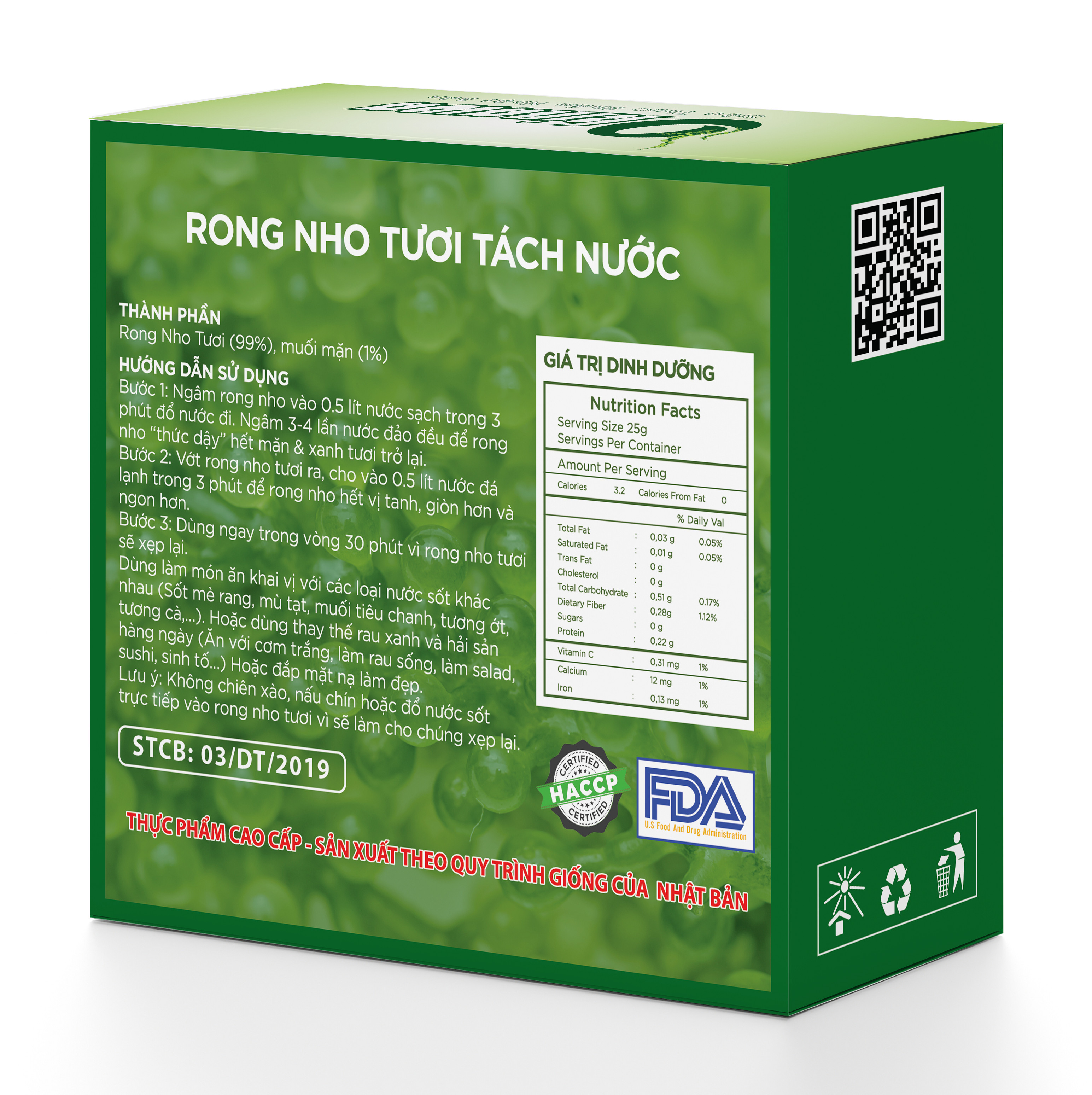 Rong Nho Khô Tách Nước Okinawa (5 gói x 20g) - Thần Dược Đại Dương