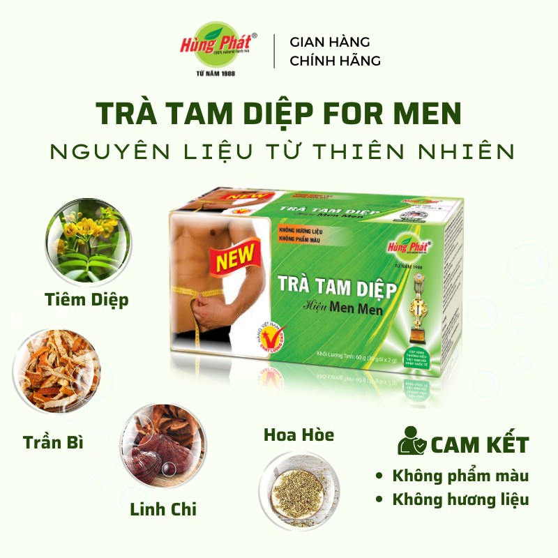 Trà Tam Diệp For Men Thanh Nhiệt Hỗ Trợ Giảm Cân Giữ Dáng - Hùng Phát Thương Hiệu 35 Năm