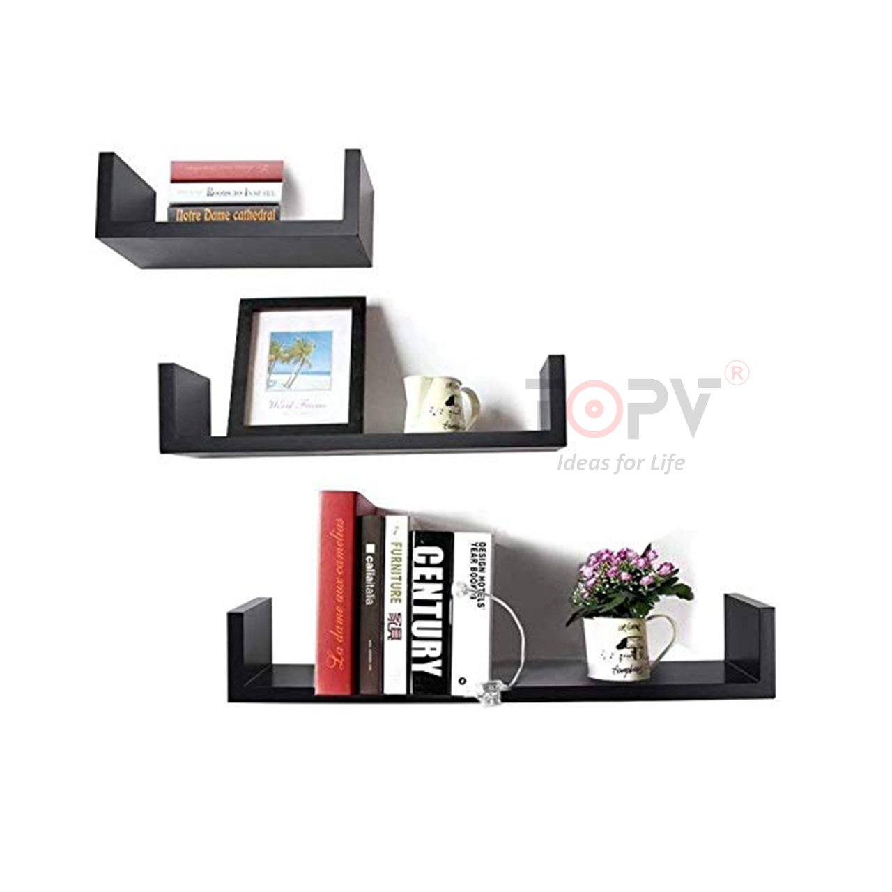 Giá sách gỗ kiêm decor chữ U TopV kệ sách để bàn treo tường để đựng đỡ kê vở cho bé nhỏ mini giá rẻ