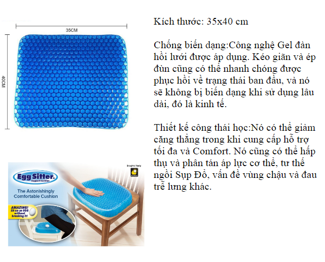 ĐỆM NGỒI LÓT GHẾ CAO SU CAO CẤP {giúp hỗ trợ tuần hoàn máu, giảm đau lưng , mỏi người } -HÀNG CHÍNH HÃNG MODTADA