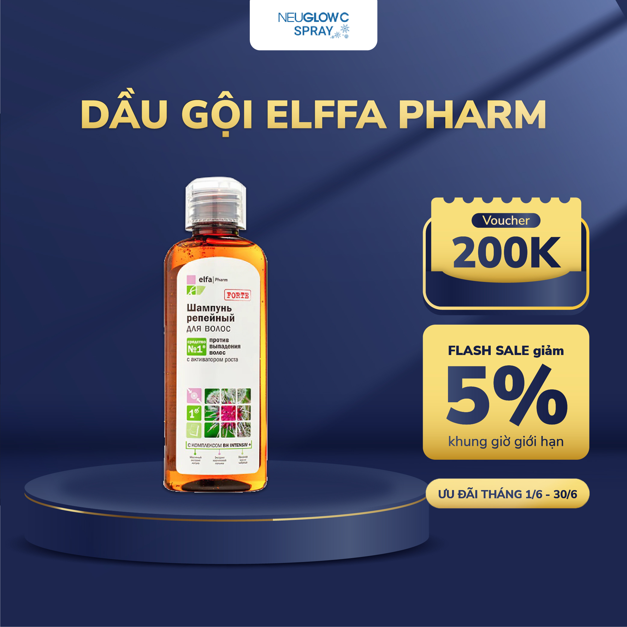 Dầu gội Elfa Pharm 200ml 7in1 tinh chất ngưu bàng giảm gãy rụng, phục hồi và kích thích mọc tóc