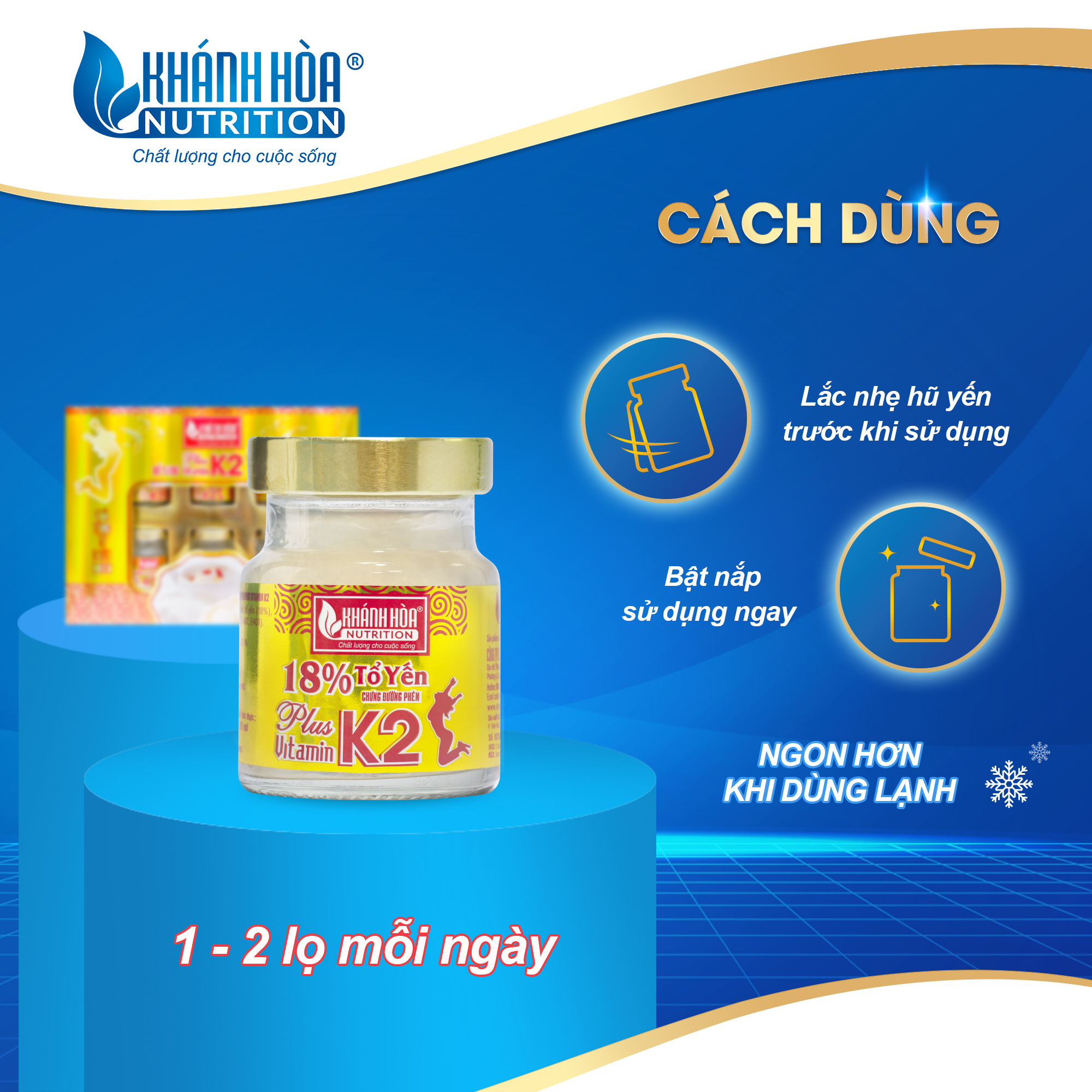 Hộp Quà Tổ Yến Chưng Đường Phèn 18% Bổ Sung Vitamin K2 Khánh Hòa Nutrition - Hộp 6 lọ x 70ml
