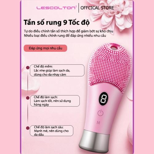 Máy rửa mặt mini massage mặt LESCONTOL 8 cấp độ sử dụng sóng siêu âm làm sạch lớp trang điểm, dầu thừa, bụi bẩn