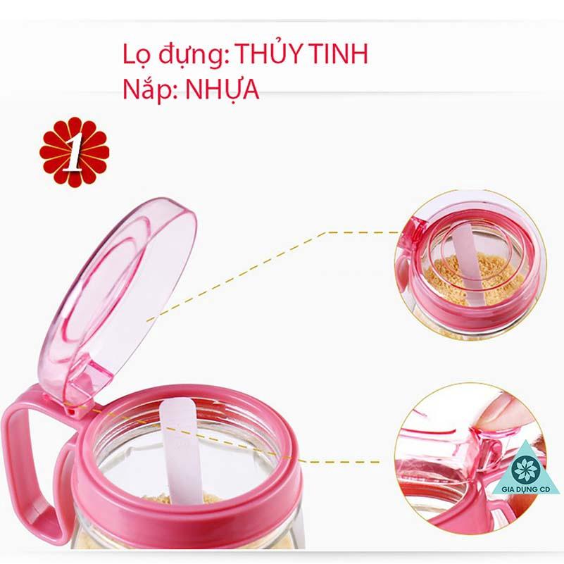 Bộ 5 Hủ Đựng Gia Vị Thủy Tinh Có Tay Cầm ( BỘ GIA VỊ 5 MÓN )