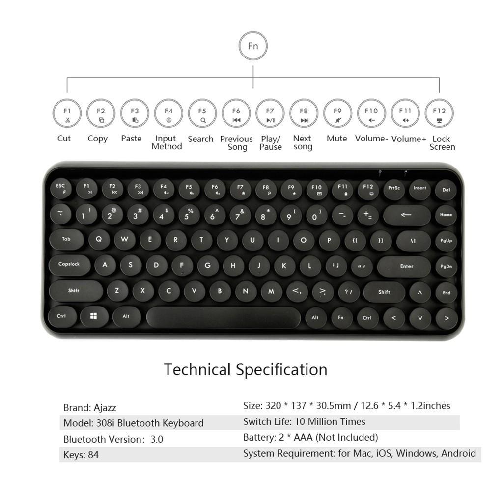Bàn Phím Bluetooth Không Dây 84 Phím Ajazz 308i Cao Cấp