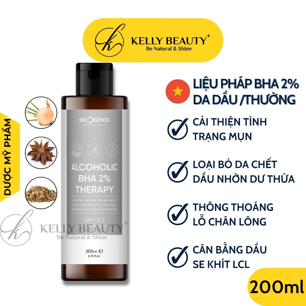 BHA 2% Therapy DrCeutics - Giảm Mụn, Loại Bỏ Da Chết, Dầu Thừa; Se LCL | Kelly Beauty