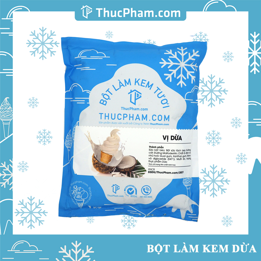 [ĂN BAO GHIỀN❤️] Bột Làm Kem Tươi THUCPHAM.COM Vị Dừa 1kg - Công Thức Độc Quyền Hương Vị Mới, Không Gắt, Không Hắc