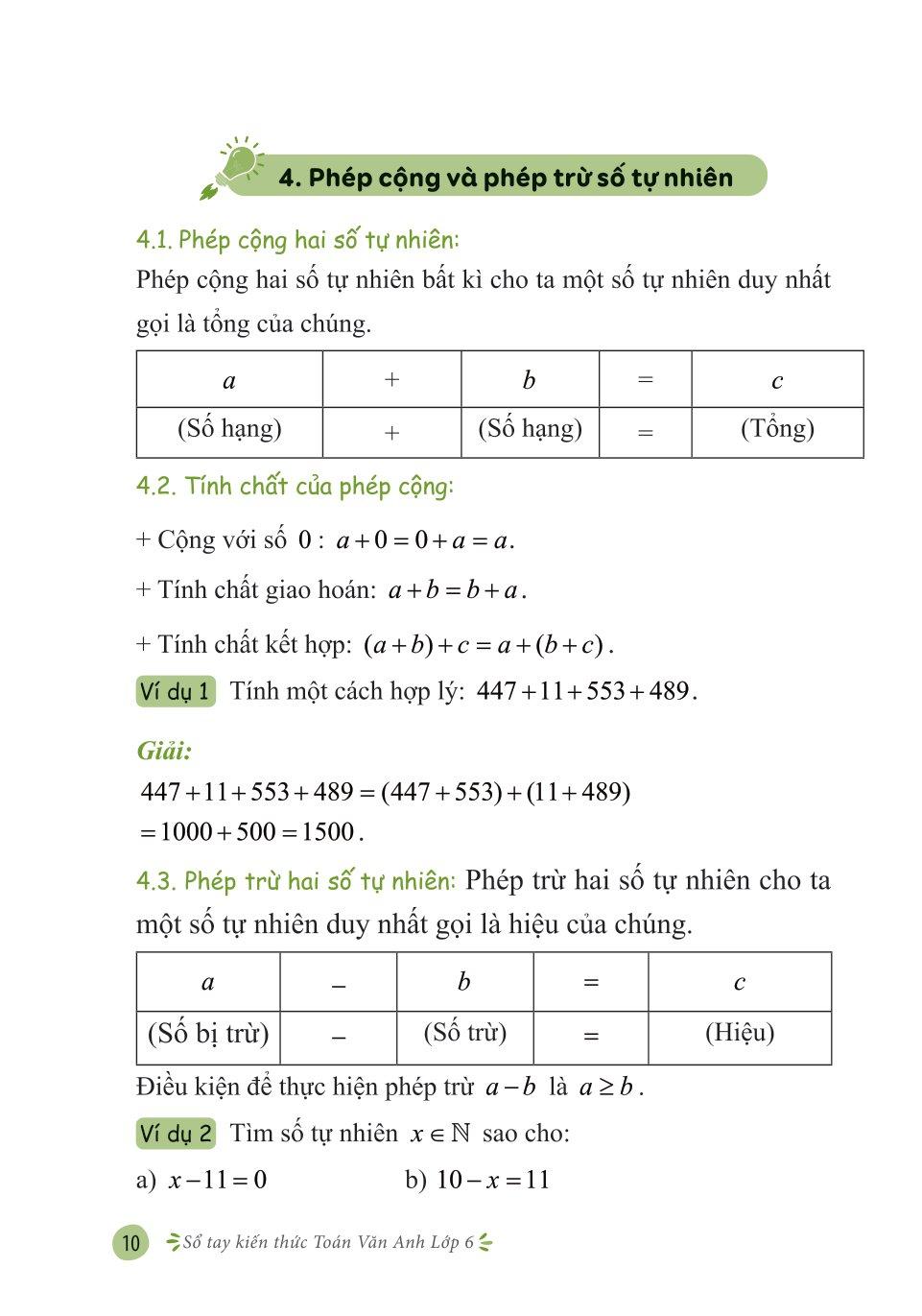 Sổ Tay Kiến Thức Toán Văn Anh Lớp 6