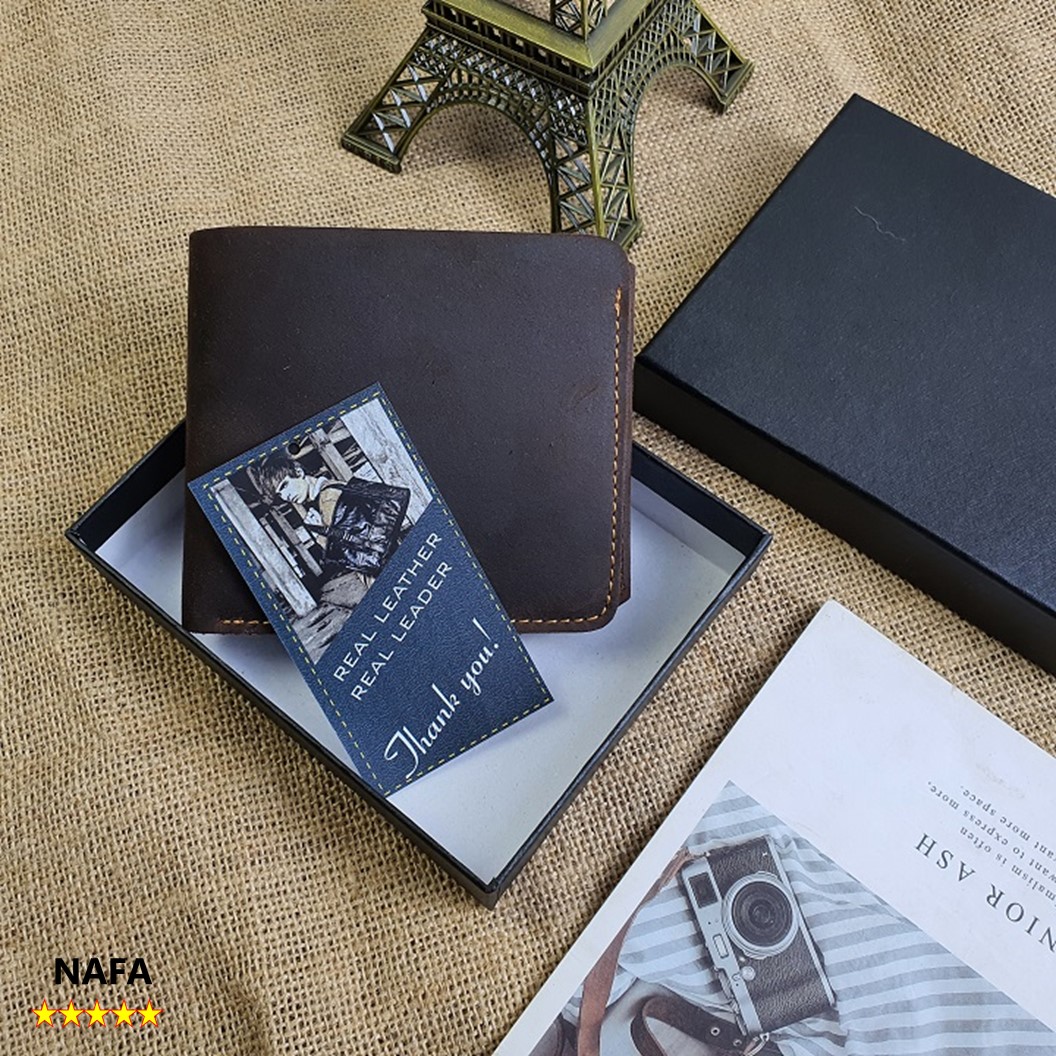 Ví da nam, ví ngang da bò sáp NAFA WS112 tiện lợi nhỏ gọn, sang trọng  – Màu Nâu sáp