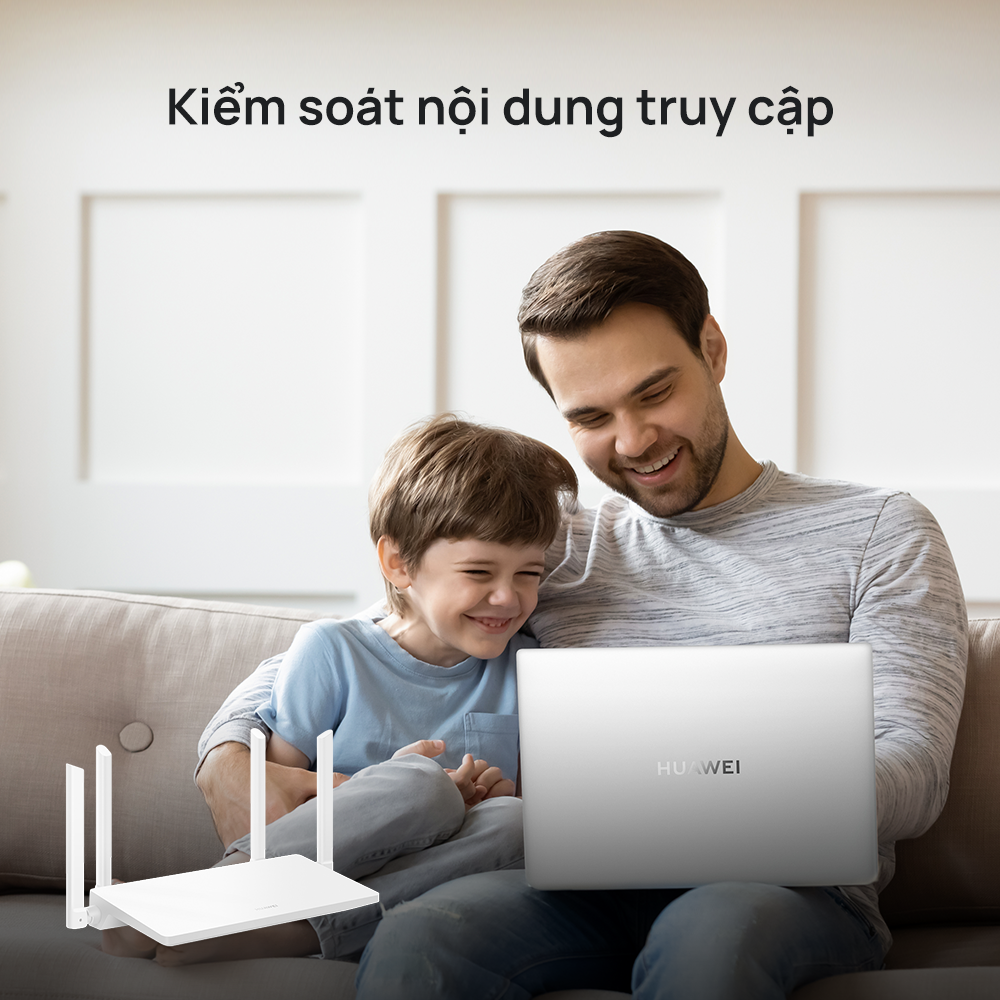 Router WiFi HUAWEI AX2 | WiFi6 5GHz hỗ trợ 1500 Mbps | HarmonyOS Mesh+ | Kiểm soát nội dung truy cập | Hàng Chính Hãng