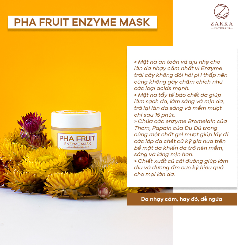 Mặt Nạ Enzyme Trái Cây Làm Sạch, Tẩy Tế Bào Chết Cho Da - PHA Fruit Enzyme Mask 40g Zakka Naturals