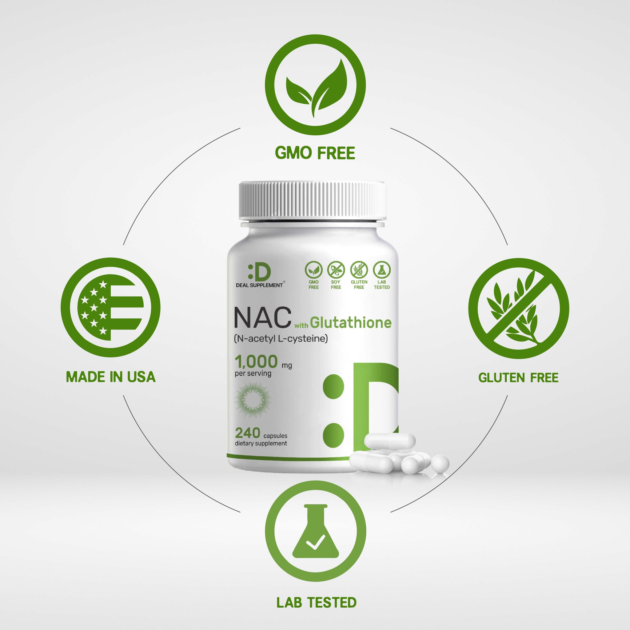 Deal Supplement Nac 1000mg With Glutathione - 240 Viên Thực Phẩm Bổ Sung Giải Độc Gan, Bảo Vệ Gan Tốt Nhất