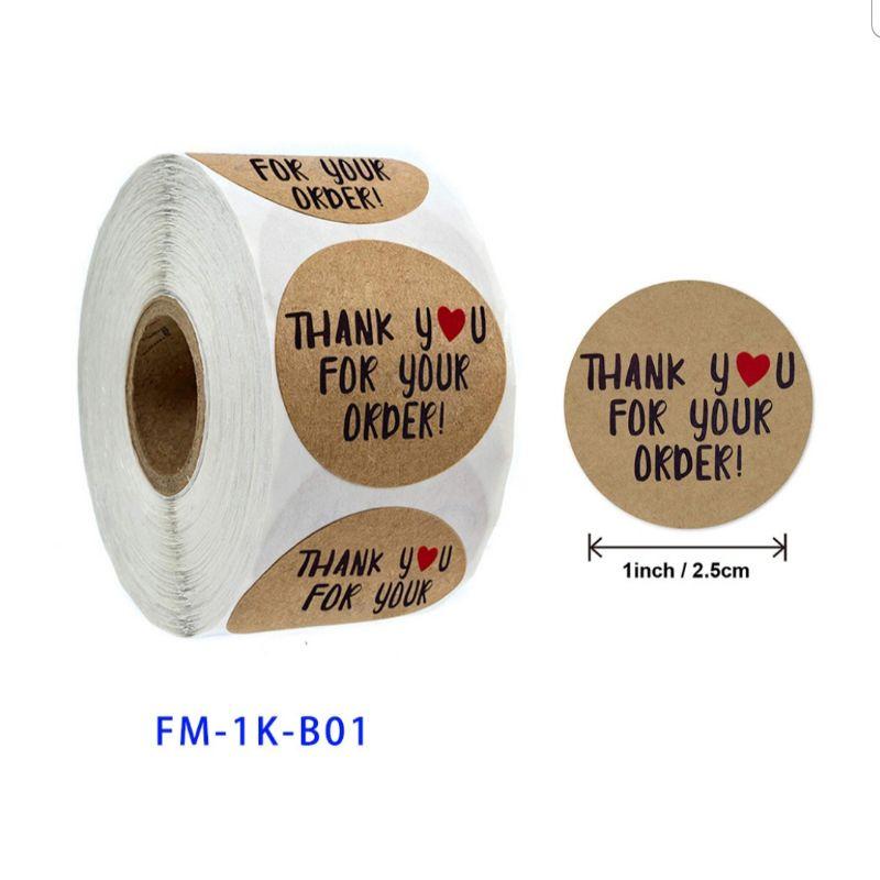 500 sticker Thank you cỡ 1inch nhiều mẫu