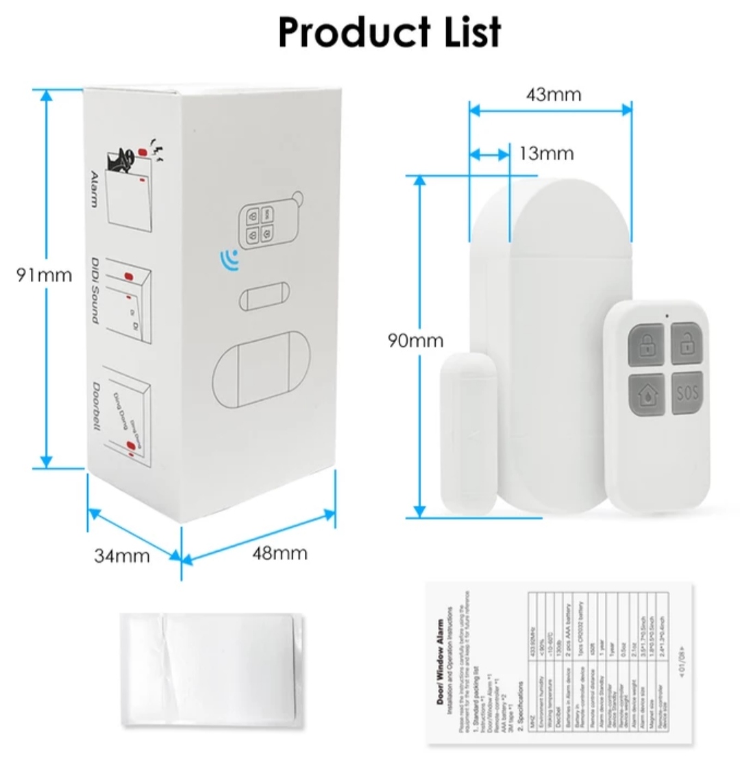 Thiết bị báo động chống trôm  không dây thông minh đa chức năng điều khiển bằng remote. Sản phẩm chất lương cao(tiêu chuẩn Châu Âu-CE)