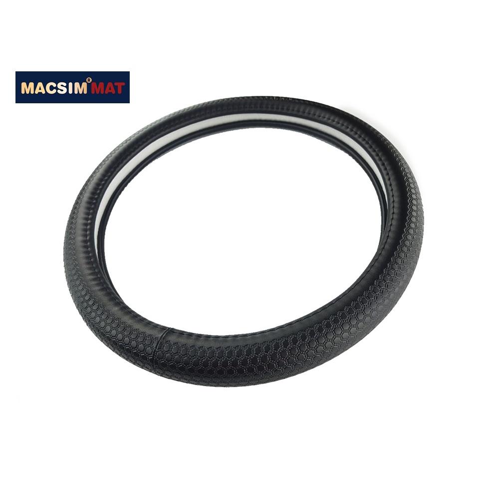 Bọc vô lăng cao cấp Macsim mã L618 mới chất liệu da thật - Khâu tay 100% size M màu đen