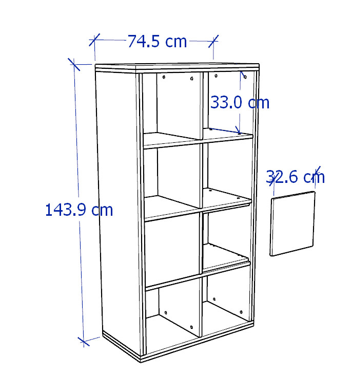 FELIX, Kệ lưu trữ vật dụng 2x4, Phong cách Bắc Âu, 75x38x144cm