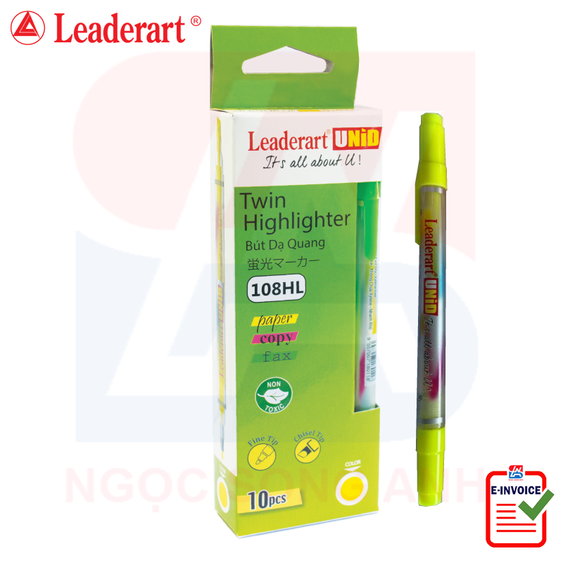 5 chiếc Bút dạ quang 2 đầu Leaderart 108HL