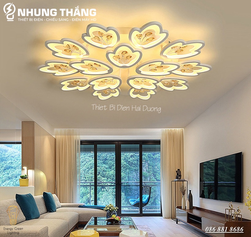 Đèn LED Ốp Trần Hình Hoa 15 Cánh NT024 - 3 Chế Độ Ánh Sáng - Tăng Giảm Ánh Sáng - Điều Khiển Từ Xa - Kết Nối Điện Thoại - Có Video