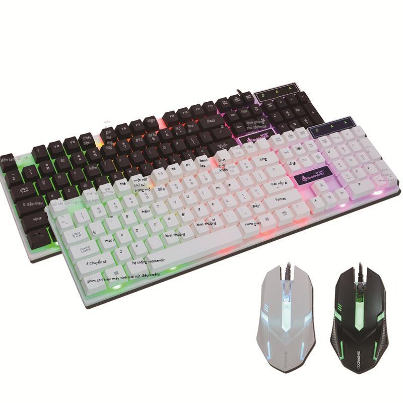 Phong cách mới nhất của máy tính bàn phím có dây dạ quang văn phòng tại nhà đèn nền bàn phím chuột usb cài đặt và giao hàng