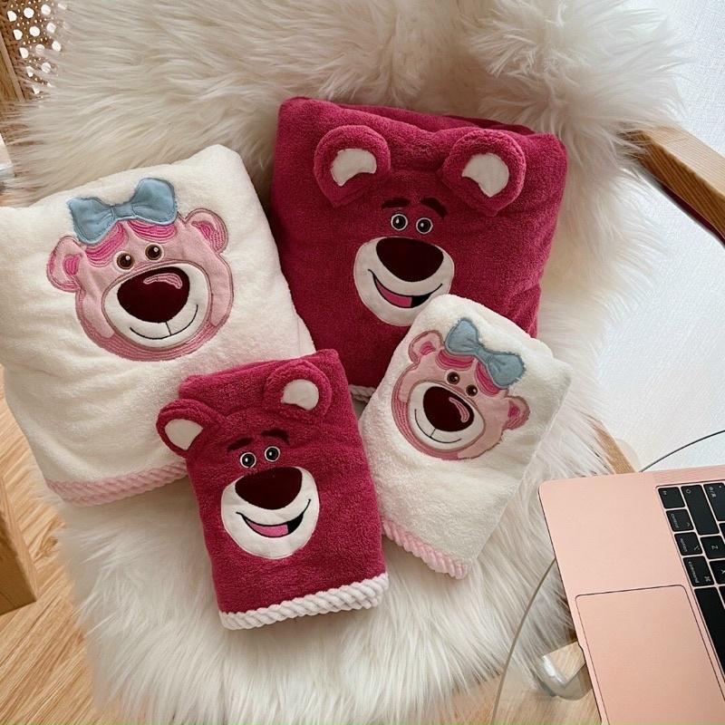 (Sét 2) khăn tắm + khăn mặt gấu hồng LOTSO