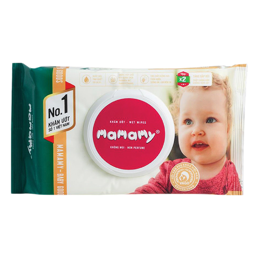 Khăn Giấy Ướt Không Mùi Kháng Khuẩn An Toàn Cho Bé Mamamy Mm0334 (100 Tờ) - Xanh