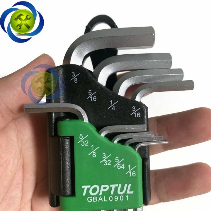 Bộ lục giác hệ inch TOPTUL GBAL0901 có 9 cây loại đầu bi