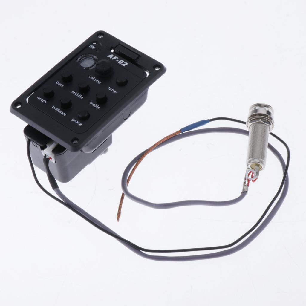 4 Band EQ Equalizer Acoustic Guitar Preamp Piezo Pickup Tuner Black