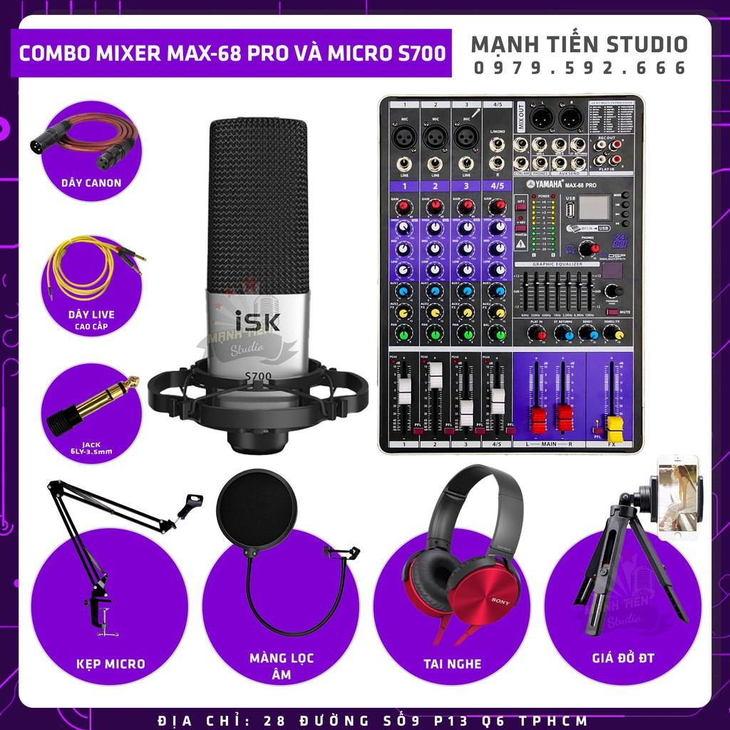 Combo thu âm karaoke livestream đỉnh cao siêu phẩm 2021 Mixer Max68 và Micro S700 tặng full phụ kiện bảo hành 12 tháng