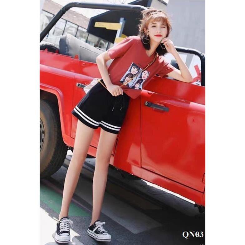 Quần short nữ VIỀN 2 màu - thun cotton co giãn 4 chiều - không xù / có size 70KG MS03