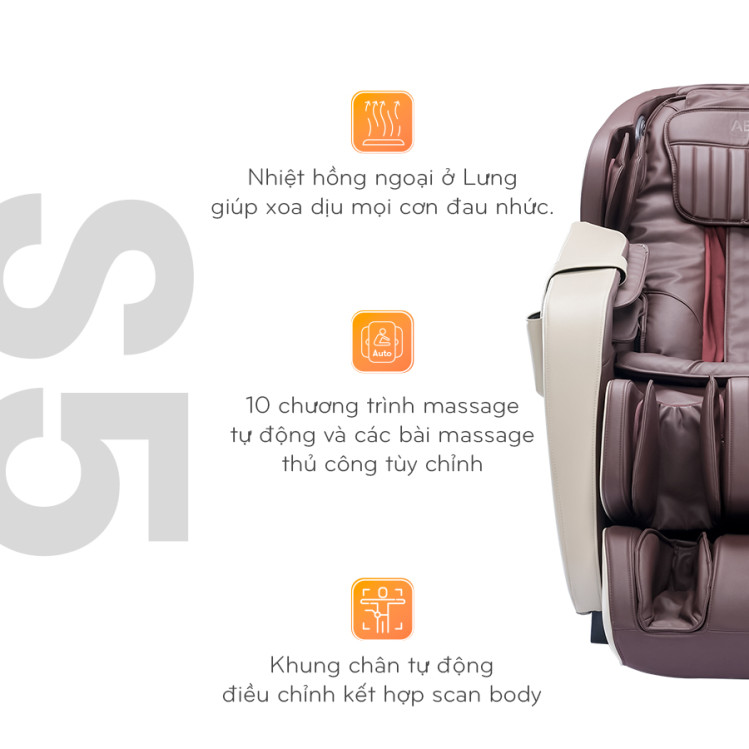 Ghế massage toàn thân ABCSport S5 công nghệ massage 4D, cảm biến lùi tường tự động, điều khiển bằng giọng nói