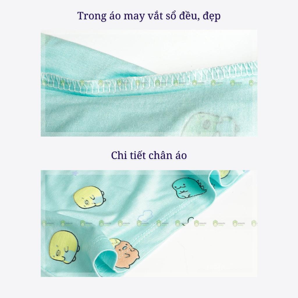 Đồ Bộ Bé Trai, Bé Gái Minky Mom Vải Thun Lạnh Họa Tiết Simsimi Gấu Khủng Long Dễ Thương, Bộ Cộc Tay Cho Bé MKM2128