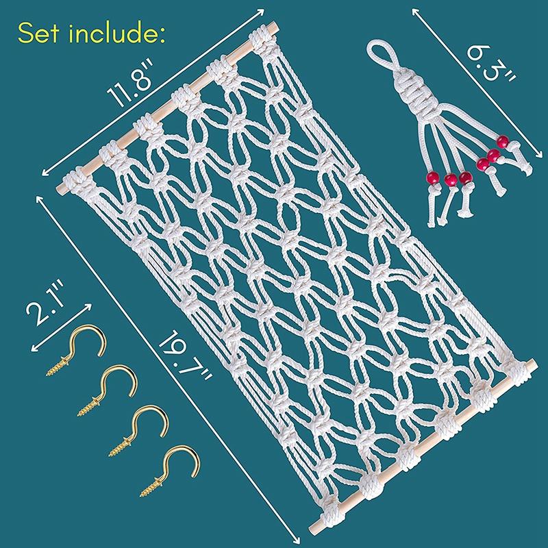 Macrame Trái Cây Võng Cho Nhà Bếp Dưới Tủ, Chà Bông Chay Võng Trái Cây Giá Đỡ Lưới Và Móc Treo Giỏ Trái Cây