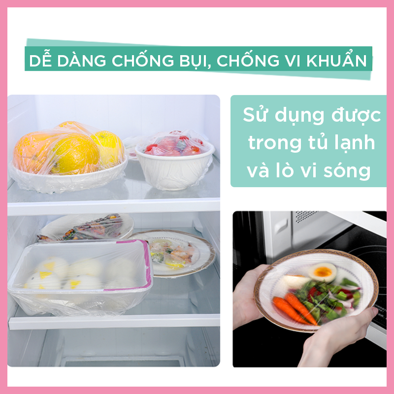 Màng Bọc Thực Phẩm PE Tái Sử Dụng Dạng Bo Chun MyJae, Màng Bọc Bảo Quản Thức Ăn (100 Cái/Gói)