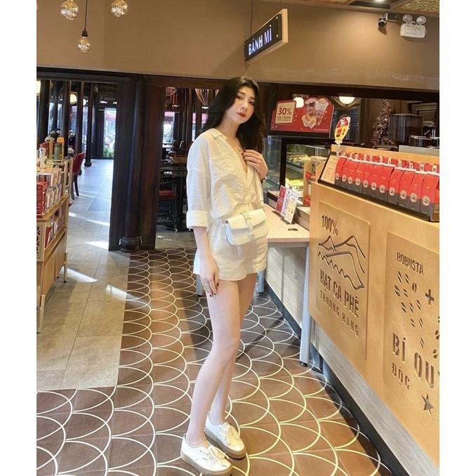 SET ÁO SƠ MI + QUẦN SHORT TRẮNG