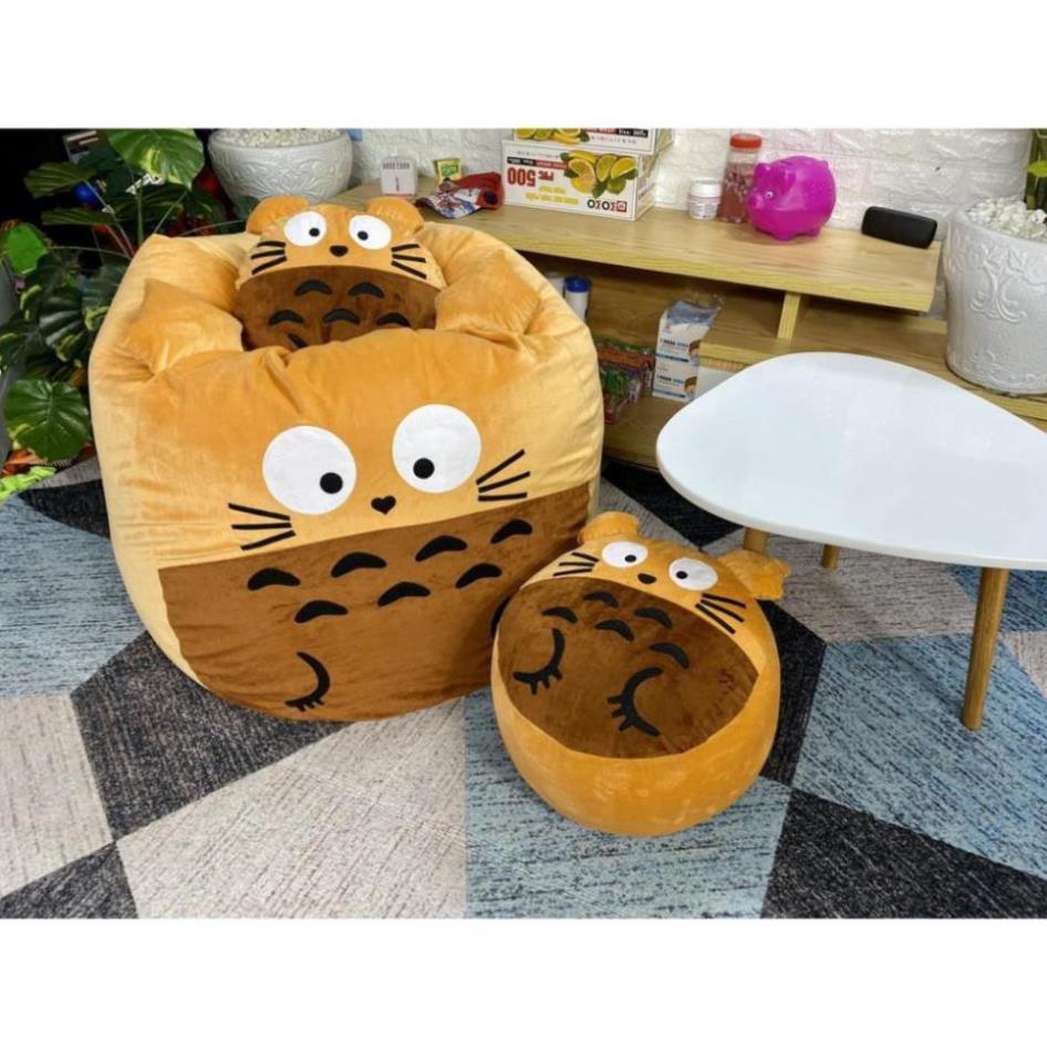 Vỏ +lót ghế hạt xốp dáng lê Totoro cỡ M, vải nhung (chưa có xốp)