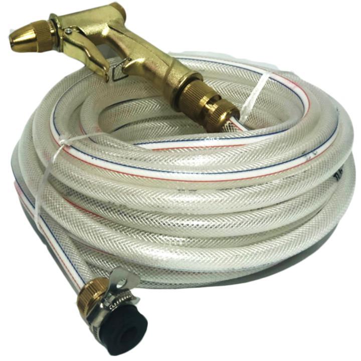 Bộ dây và vòi xịt tăng áp lực nước 300% rửa xe tưới cây 701498 (vòi đồng-dây trắng)