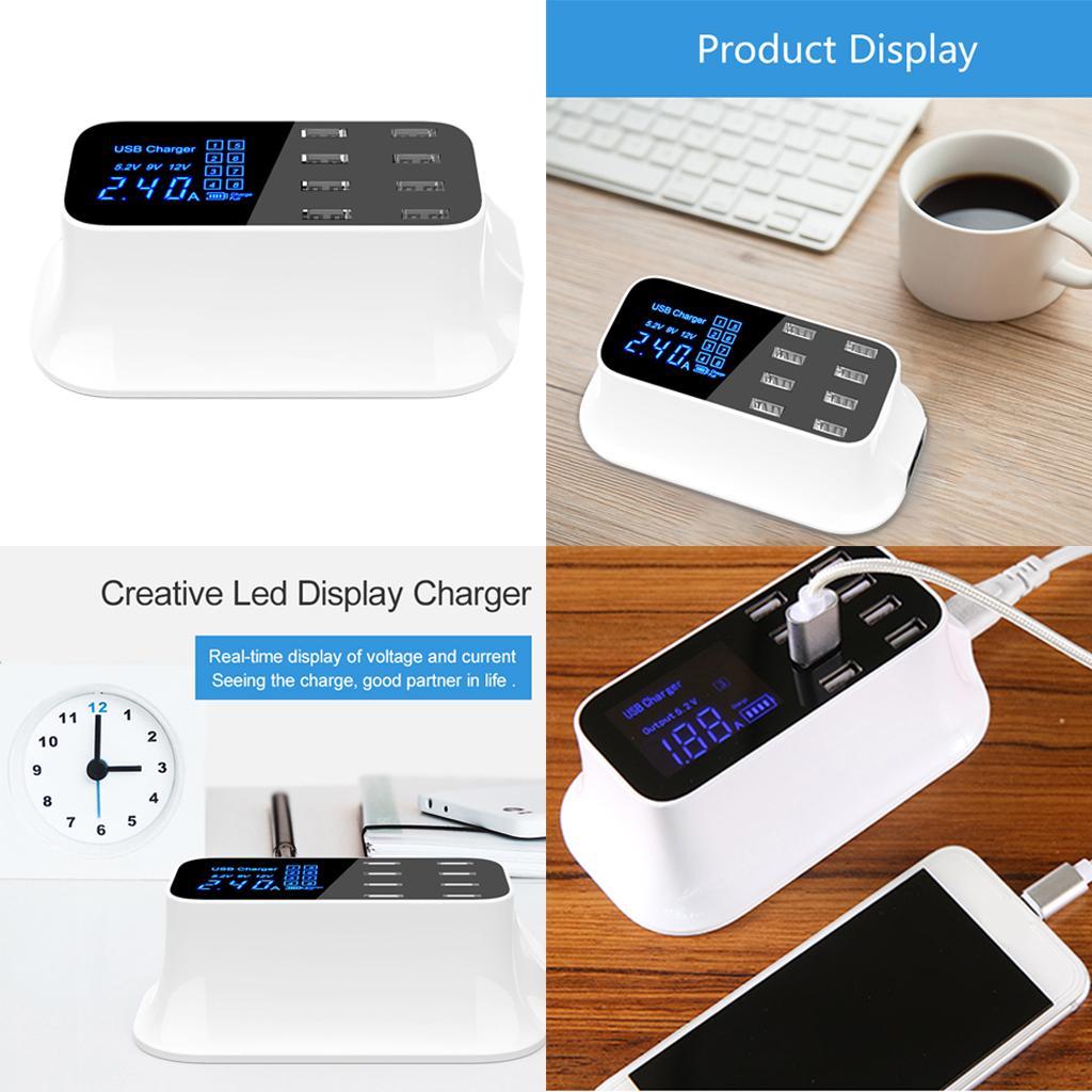 8-Port Quick Charge 3.0 Led Display USB Charger Adapter For Android Phone