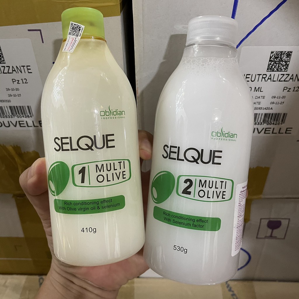 Huốc uốn lạnh oliu Obsidian Professional Selque Multi Olive Perm Hàn Quốc 410g/530ml