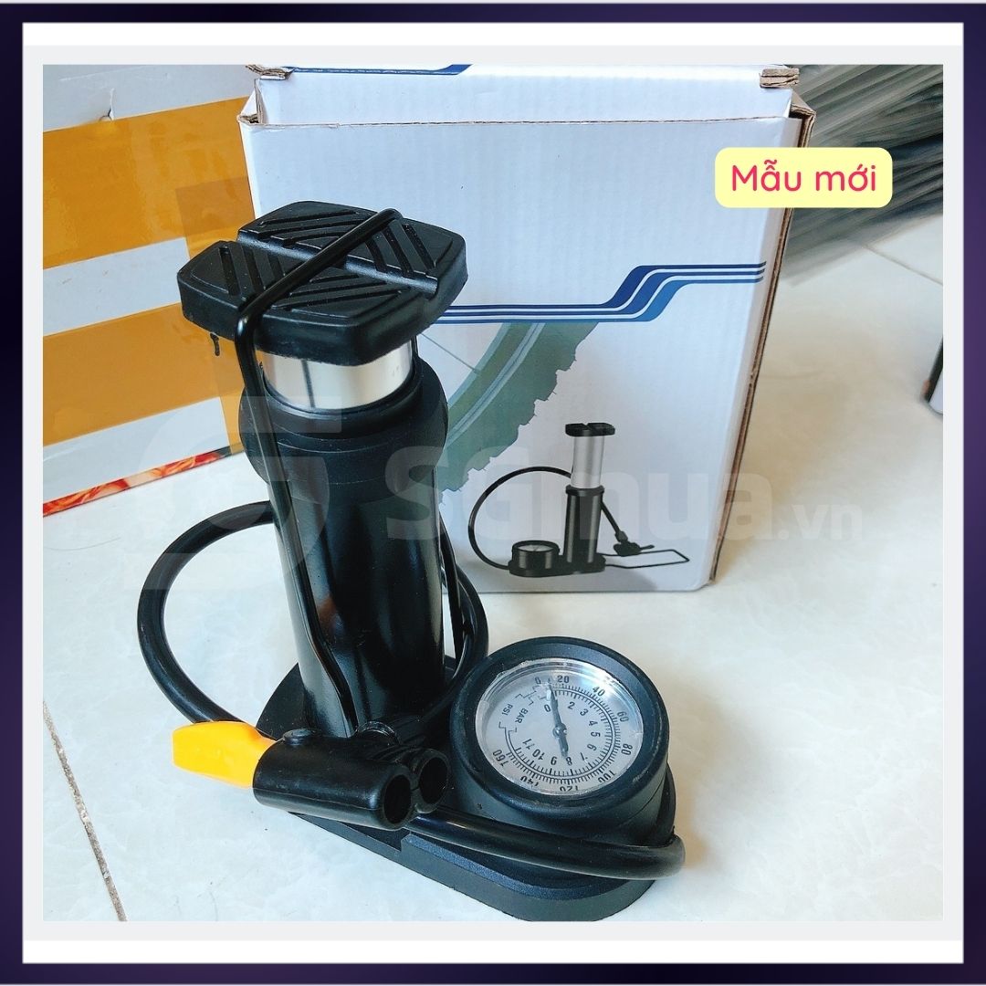 Bơm hơi đạp chân xe đạp, xe máy, xe oto đa năng nhỏ gọn có thể mang đi du lịch