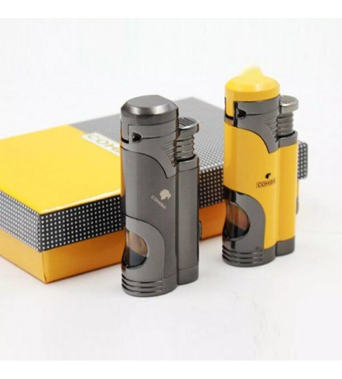 Bật Lửa Khò 2 Tia Kèm Đục , Có Ô Quan Sát Dung Lượng Ga COB-359 ( Giao màu ngẫu nhiên)