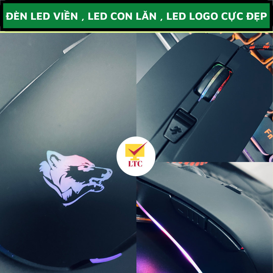 Chuột máy tính gaming led đổi màu nhiều chế độ V6, mouse chơi game tương thích laptop, pc cổng kết nối USB - Hàng Chính Hãng